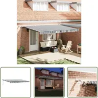 The Living Store Markise Automatisch mit LEDs Anthrazit & Weiß 450x300 cm