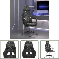 The Living Store Gamingstuhl mit Fußstütze Drehbar Schwarz Tarnfarben Kunstleder