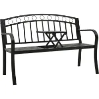 The Living Store Gartenbank mit Tisch Schwarz 120 cm Stahl