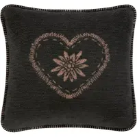 Biederlack Dekokissen "Alp Charm", grau (schwarz, herz), B:50cm L:50cm, Baumwolle, Polyester, Dekokissen_Sitzkissen_Kissenhüllen, Dekokissen, Herzmotiv mit Enzianblüte