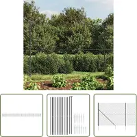 The Living Store Maschendrahtzaun mit Bodenhülsen Anthrazit 2x25 m