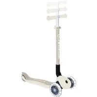 Globber PRIMO FOLDABLE LIGHTS ECO – Tretroller 120/80 mm, ABEC 5, 3-rädrig, höhenverstellbar, LED-Rollen, kokos weiß