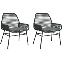 Syfax Gartenstühle 2 Stk. mit Kissen Schwarz Poly Rattan