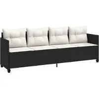 Syfax Sonnenliege mit Kissen Schwarz Poly Rattan