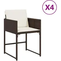 Syfax Gartenstühle mit Kissen 4 Stk. Braun Poly Rattan