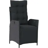 Syfax Gartensessel mit Fußteil Verstellbar Schwarz Poly Rattan