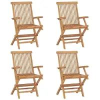 Syfax Gartenstühle mit Grauen Kissen 4 Stk. Massivholz Teak