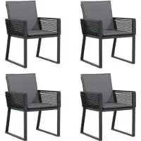 Syfax Gartenstühle mit Kissen 4 Stk. Schwarz Poly Rattan
