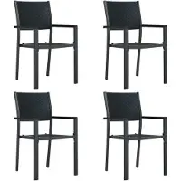 Syfax Gartenstühle 4 Stk. Schwarz Kunststoff Rattan-Optik