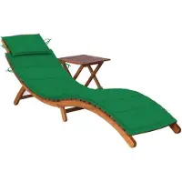 Syfax Sonnenliege mit Tisch und Auflage Massivholz Akazie