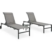 Syfax Sonnenliegen 2 Stk. mit Tisch Textilene und Stahl