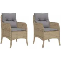 Syfax Gartenstühle mit Kissen 2 Stk. Beigemischung Poly Rattan