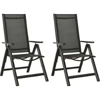 Syfax Klappbare Gartenstühle 2 Stk. Textilene und Aluminium Schwarz
