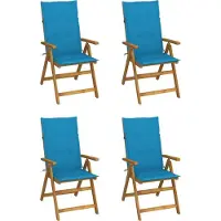 Syfax Klappstühle Verstellbar 4 Stk. mit Auflagen Massivholz Akazie