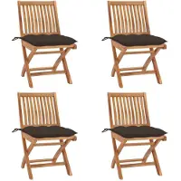 Syfax Klappstühle mit Kissen, 4-teilig, Massivholz Teakholz