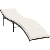 Syfax Sonnenliege mit Kissen Braun 55x199x50 cm Poly Rattan