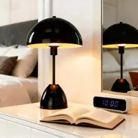 Otto Home Tischleuchte "Dorrio Pilzlampe", schwarz, 1, Ø 25cm H: 40cm, 1 Stk., Leuchten, Textilkabel blendfreie Nachttischleuchte, Tischlampe, E14, Pilz, Lampe, Tischleuchte