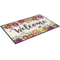 Wash & dry Fußmatte "Welcome Blooming", bunt, B:50cm H:7mm L:75cm, Polyamid, BY KLEEN-TEX, Teppiche, Fußmatte, Schmutzfangmatte, mit Spruch, rutschhemmend, waschbar
