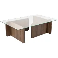 Skye Decor , Flavio - Walnut, Couchtisch, Nussbaum, 100 % gehärtetes Glas, 105 x 65 x 30