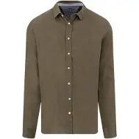FYNCH-HATTON Leinenhemd , Herren, Gr. 3XL, N-Gr, braun (schwarz khaki), Web, Obermaterial: 100% Leinen, unifarben, regular fit normal, Manschette, Hemden Leinenhemd, mit Logo Stickerei