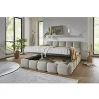 Atlantic Home Collection Polsterbett "Jane" mit großen Stauraum", beige (creme), B:202cm L:220cm, 100% PES, , Betten, Polsterbett, luxurious gepolstertes Kopfteil und Rahmen, Bezug mit Bouclécharakter