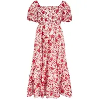 Apricot Midikleid "Florales Sommerkleid" mit Puffärmeln