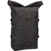 Sandqvist Icon Rolltop - Rucksack L 16" 65 cm erw. (black/ black with black leather)