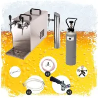 Ich-zapfe Zapfanlage, Bierzapfanlage STREAM 50 Bierkoffer, Durchlaufkühler 2-leitig Trockenkühler, bis zu 55 L/h, Untertheke, Korb, ohne
