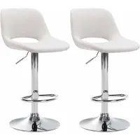 CLP 2er Set Barhocker Camden Stoff chrom - creme