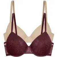 Dorina Halbschalen-BH "Emersyn", Damen, Gr. 85, Cup E, beige (rot, beige), Obermaterial: 64% Polyamid, 27% Polyester, 9% Elasthan, BHs Halbschalen-BH, gepolsterte Cups, stützende Bügel