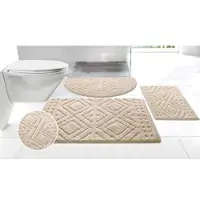Otto Home Badematte "Louvres, Badvorleger, Badezimmer Teppich, Duschvorleger" Gr. 1, beige, H:10mm, Polyester, Badematten, Badematte, Badteppich, Uni Farben, Hoch-Tief Effekt, Boho-Style, Topseller