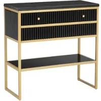Otto Home Sideboard "Fleuriss", schwarz, B:80cm H:80cm T:35cm, Sideboards, Sideboard, Keramikplatte, goldenes Gestell, FSC-zertifiziertem Holz, Breite 80 cm