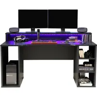 Forte Gamingtisch "Tezaur", schwarz, B:160cm H:91cm T:72cm, Tische, Gamingtisch, wahlweise mit RGB-Beleuchtung