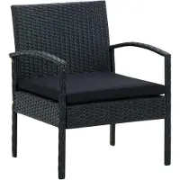 Syfax Gartenstuhl mit Kissen Poly Rattan Schwarz