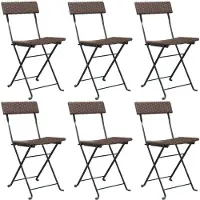 Syfax Klappstühle, 6 Stück, braun, Polyrattan und Stahl