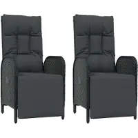 Syfax Garten-Relaxsessel mit Kissen 2 Stk. Poly Rattan Schwarz