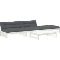 Syfax 4-tlg. Garten-Lounge-Set mit Kissen Weiß Massivholz