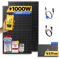 Solakon 1000W Balkonkraftwerk mit Speicher ONE (2,11 kWh) Solaranlage Steckerfertig WIFI Komplettset Photovoltaik Anlage 800W, Kabellänge: 3m