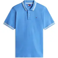 Tommy Hilfiger Tommy Flag Regular Fit Tipped Polo Shirt, Polohemd, Erwachsener, Männlich, Blau, XL, Polokragen