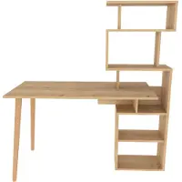 Skye Decor , Hochwertiger Schreibtisch, Eiche, 133 x 55 x 146,4 cm | 100% melaminbeschichtete Spanplatte, 18 mm dick | Moderner skandinavischer Stil, ideal für Home Office & Studium.