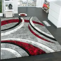Paco Home Teppich "Brillance 758", rot (rot, grau), B:80cm H:14mm L:150cm, Kunstfaser, Teppiche, Teppich, Kurzflor, modernes geometrisches Design, auch als Läufer
