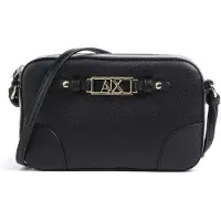 Armani Exchange für Damen. XW002612AF15632UC010 Umhängetasche mit Metallplatte vorne und verstellbarem Riemen schwarz (OSFA), Lässig, Po