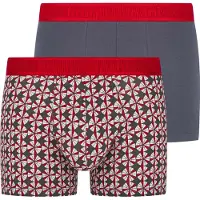 Bruno Banani Boxer "Circulation", Herren, Gr. M, rot (grau, rot print, grau), Stoff, Obermaterial: 93% Baumwolle, 7% Elasthan, körpernah, Unterhosen Boxer, Baumwollmischung, elastisch