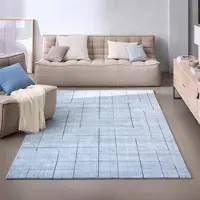 Wecon Home Teppich "Milly", licht blau, B:160cm H:11mm L:230cm, Lyocell, Teppiche, Teppich, Kurzflorteppich, handgewebt, Naturfaser, Linienmuster, Wohnzimmer