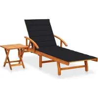 Syfax Sonnenliege mit Tisch und Auflage Akazie Massivholz