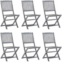 Syfax Klappbare Gartenstühle 6 Stk. mit Sitzkissen Massivholz Akazie
