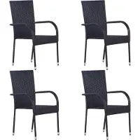 Syfax Stapelbare Gartenstühle 4 Stk. Poly Rattan Schwarz