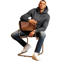 Lonsdale 1100000002199 "GOSPORT", Herren, Gr. M, grau (anthrazit, schwarz), angeraute Sweatware, Obermaterial: 60% Baumwolle, 40% Polyester, schmal kurz, Rippbündchen, Sweatshirts 1100000002199