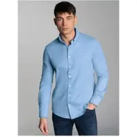 Trigema Poloshirt "Business-Hemd aus DELUXE-Single-Jersey", Herren, Gr. XXL, blau (horizont), Single Jersey, 100% Baumwolle, lang, ohne Ausschnitt, Shirts Poloshirt