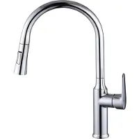Avizar , Ausziehbare Küchenarmatur mit flexiblem Brausekopf, Silber